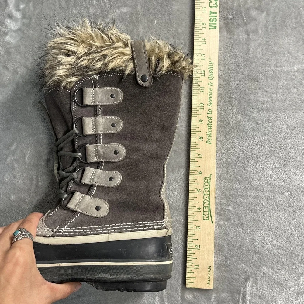 Sorel Joan Of Arctic Boots Womens Size 7 Brown Waterproof Faux Fur Snow Winter